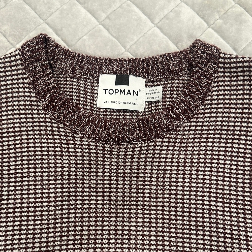 Topman Marled Crewneck Sweater in Burgundy and White